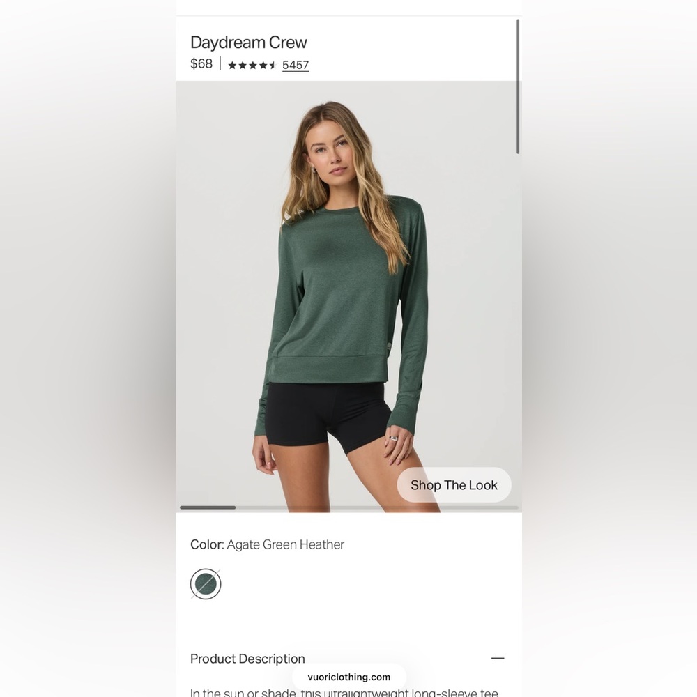 Vuori Daydream Crew in Agate Heather Green